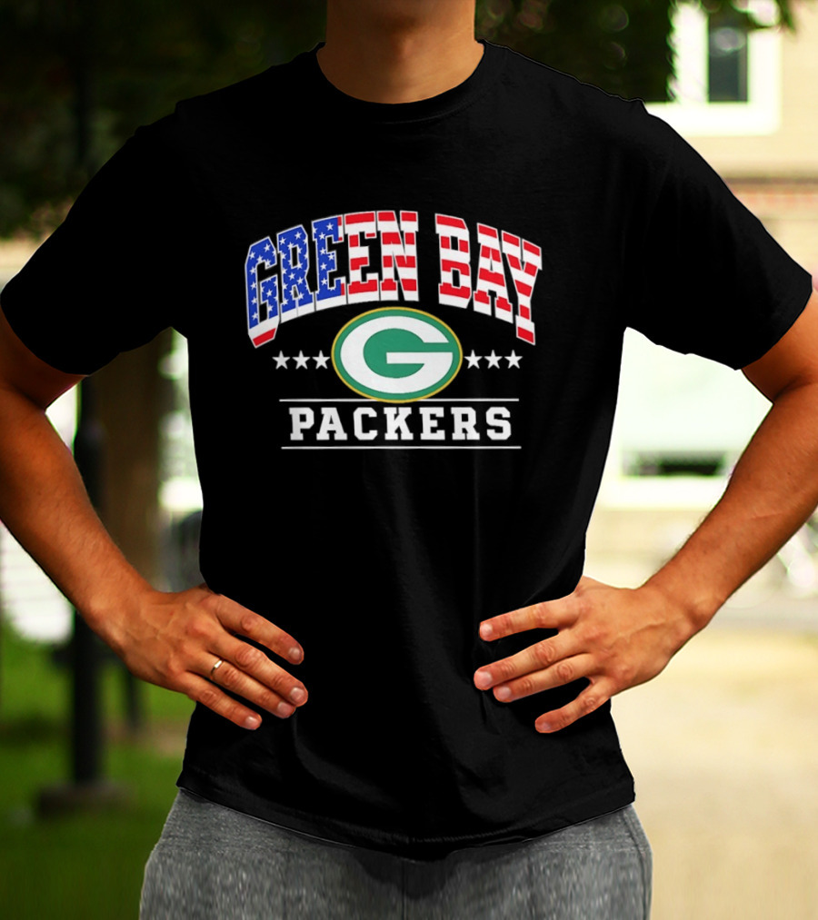 Green Bay Packers 1776 2026 250 Years 4th Of July American Flag T-Shirt