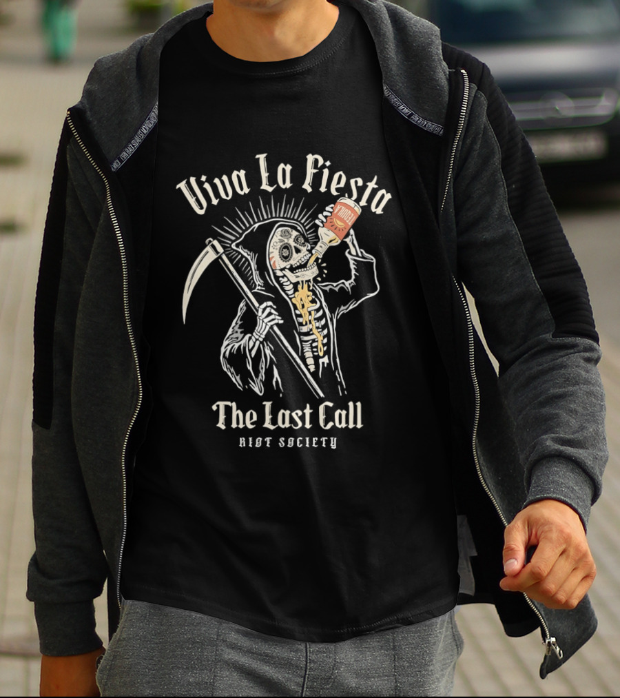Viva La Fiesta Grim Reaper The Last Call Riot Society T-Shirt