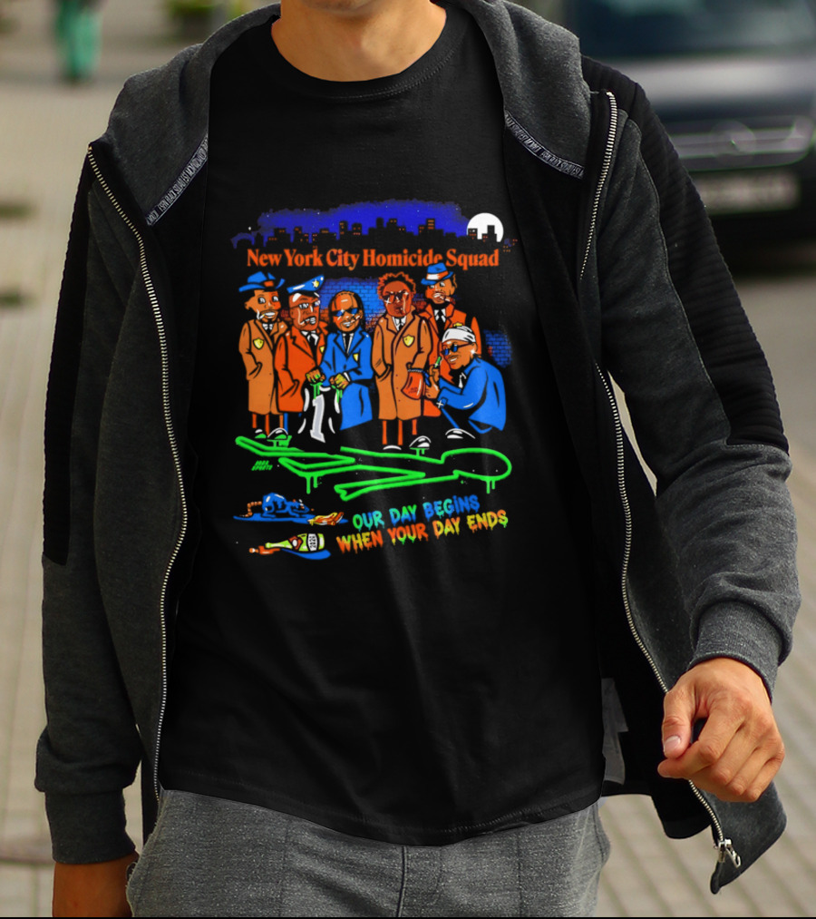 NY City Homicide Squad 2026 Champs Our Day Begins When Your Day Ends Crime Scene Investigation T-Shirt