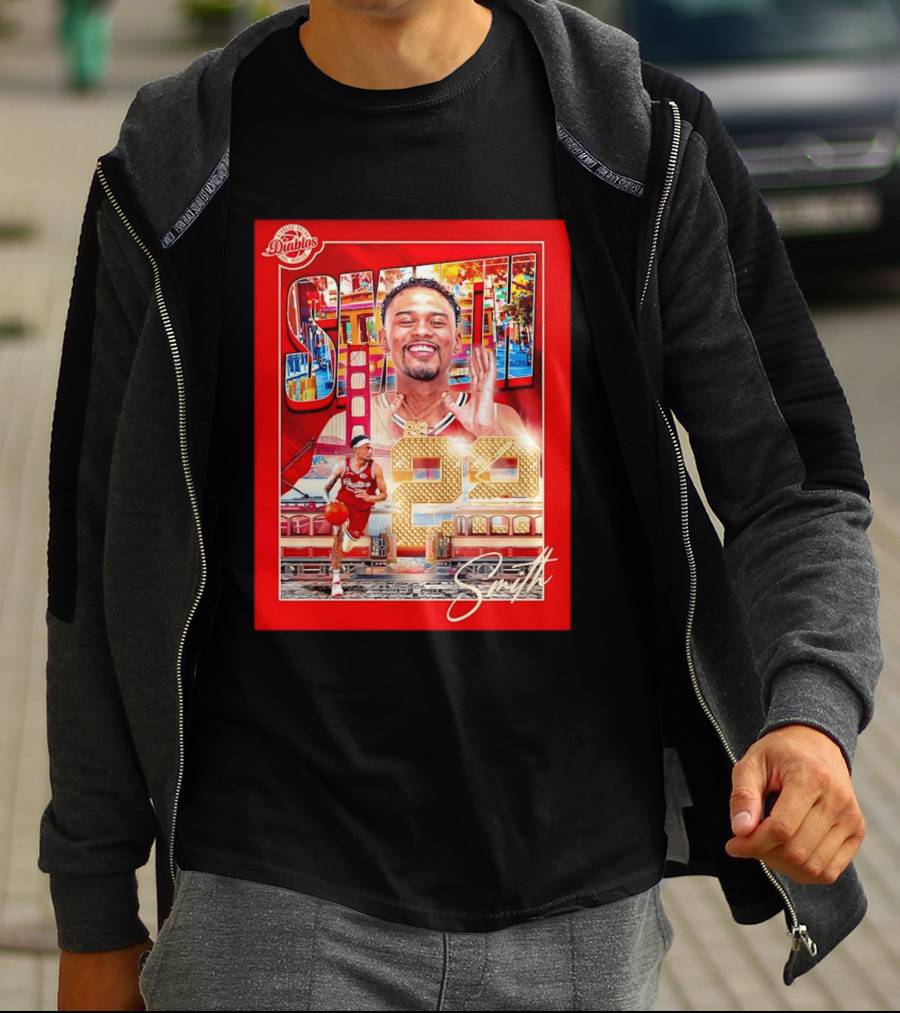 Tyrus Smith Diablos Rojos 24 Basketball San Francisco Bridge T-Shirt