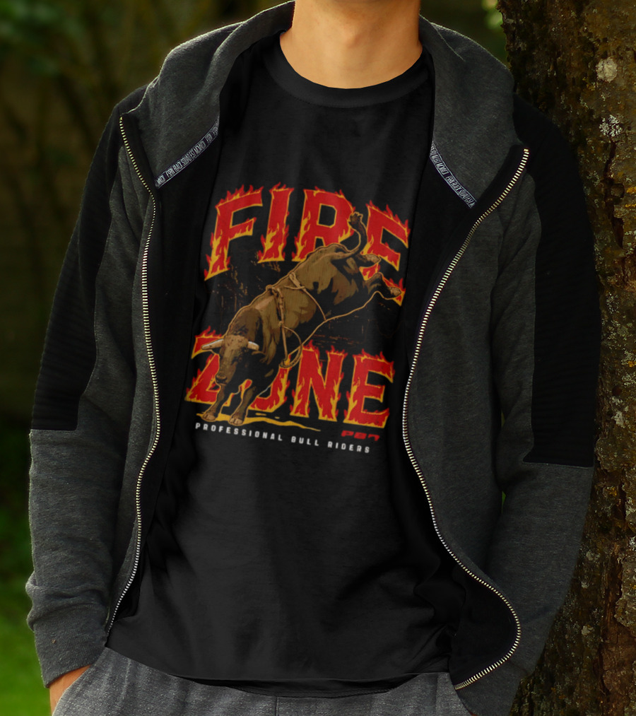 PBR Fire Zone Bucking Bull Professional Bull Riders Western T-Shirt