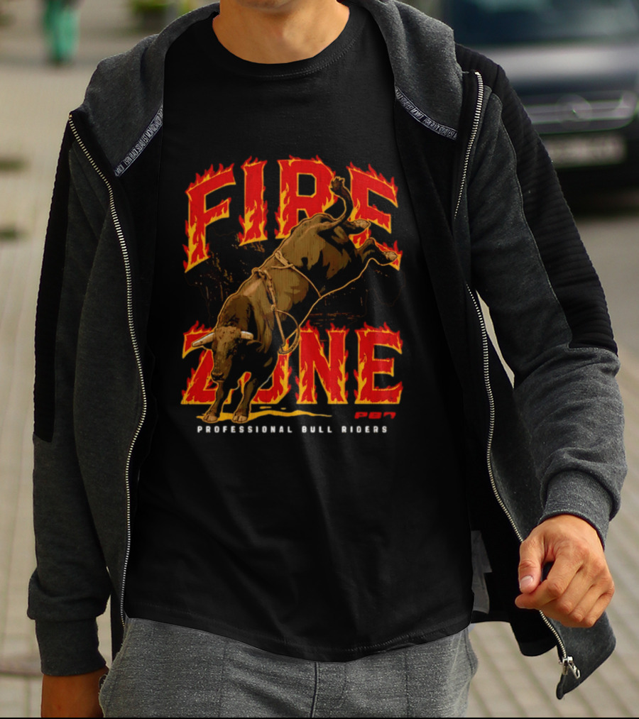 PBR Fire Zone Bucking Bull Professional Bull Riders Western T-Shirt