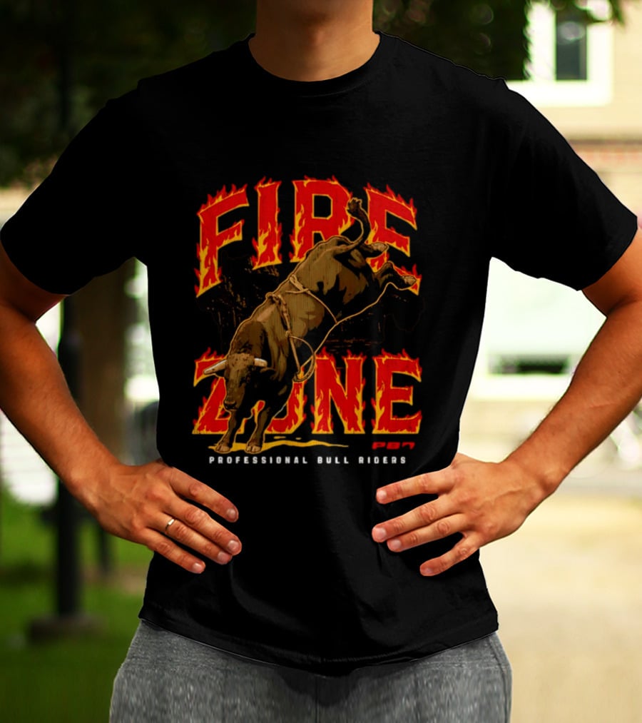 PBR Fire Zone Bucking Bull Professional Bull Riders Western T-Shirt
