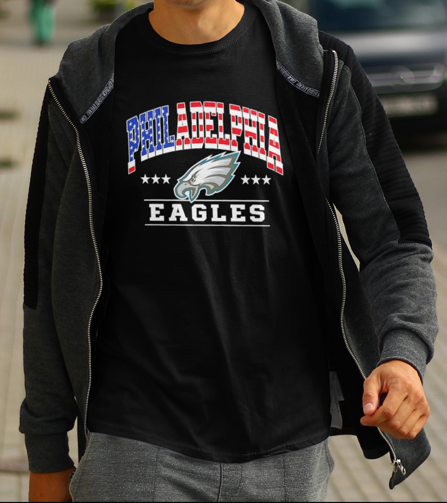 Philadelphia Eagles 1776 2026 250 Years 4th Of July American Flag Stars T-Shirt