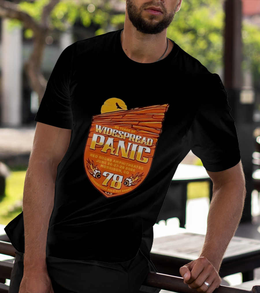40 Years Of Widespread Panic Red Rocks Amphitheatre June 26 28 2026 Morrison Colorado 78 Consecutive Sold Out Shows T-Shirt