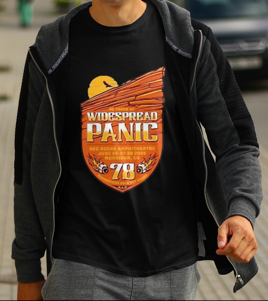 40 Years Of Widespread Panic Red Rocks Amphitheatre June 26 28 2026 Morrison Colorado 78 Consecutive Sold Out Shows T-Shirt