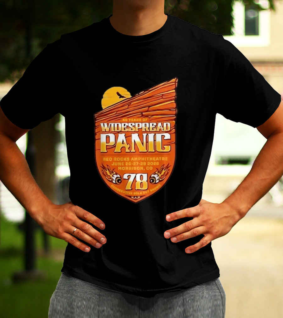 40 Years Of Widespread Panic Red Rocks Amphitheatre June 26 28 2026 Morrison Colorado 78 Consecutive Sold Out Shows T-Shirt