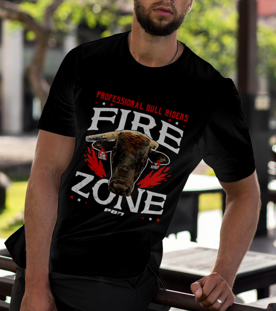 Professional Bull Riders Fire Zone PBR Bull Head OTE Blood Red T-Shirt