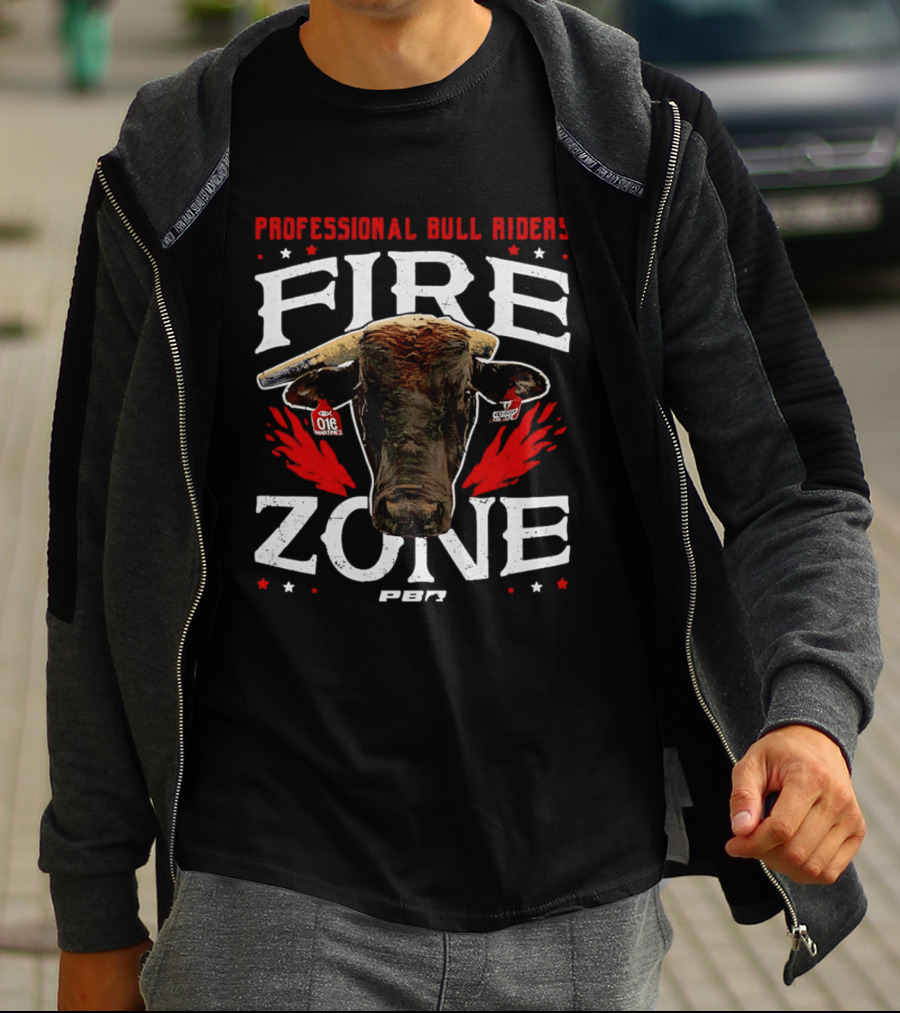Professional Bull Riders Fire Zone PBR Bull Head OTE Blood Red T-Shirt