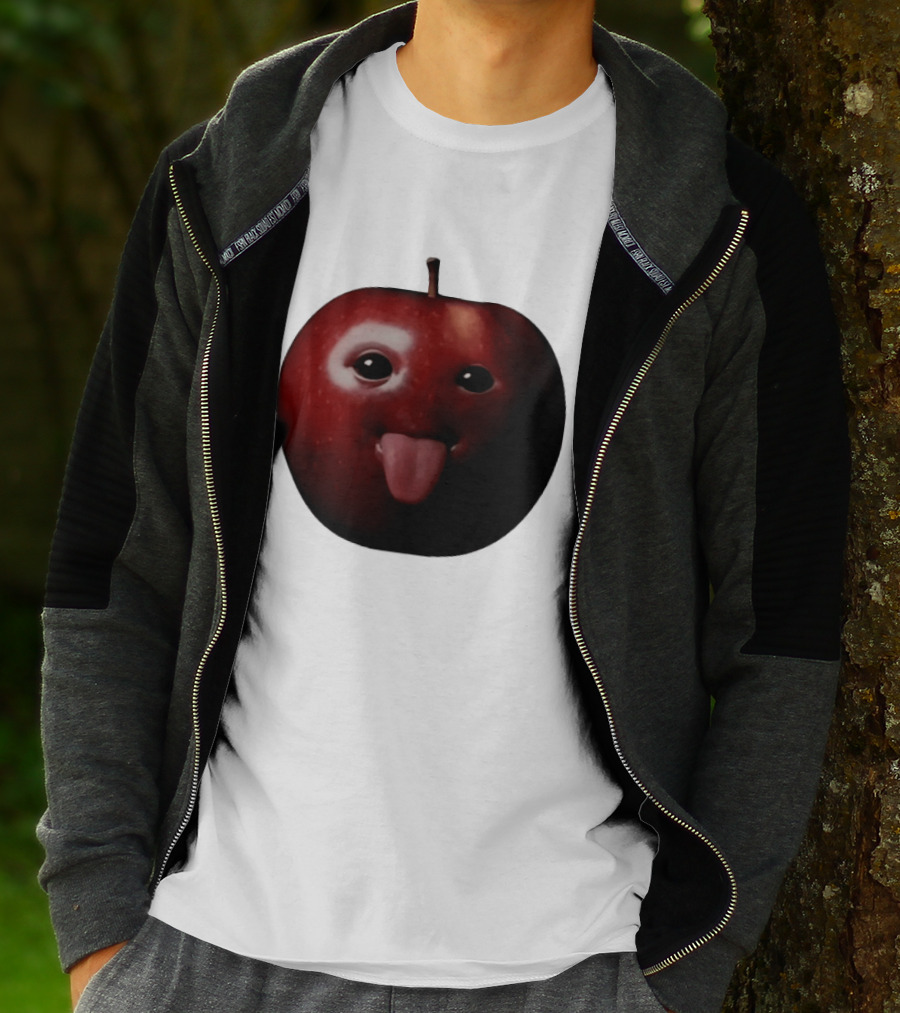 Apple Sticking Out Tongue Funny Fruit Face T-Shirt