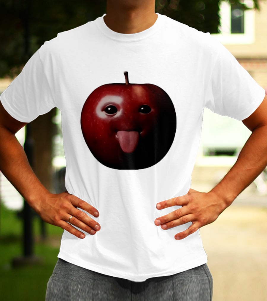 Apple Sticking Out Tongue Funny Fruit Face T-Shirt