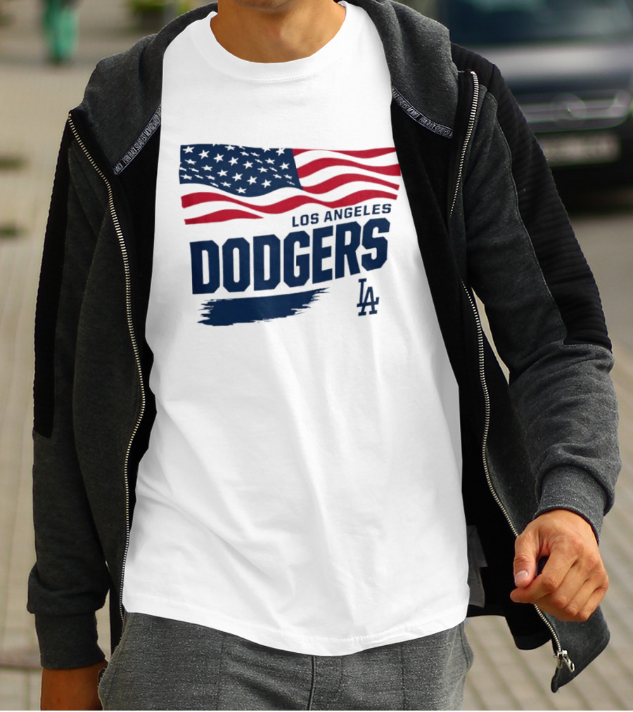 Los Angeles Dodgers Waving Flag LA Dodgers Starter Baseball Team T-Shirt
