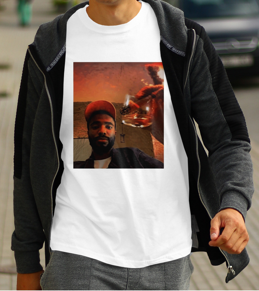 Mikal Bridges Phoenix Suns Cigar Whiskey Glass Sunset Vibes T-Shirt