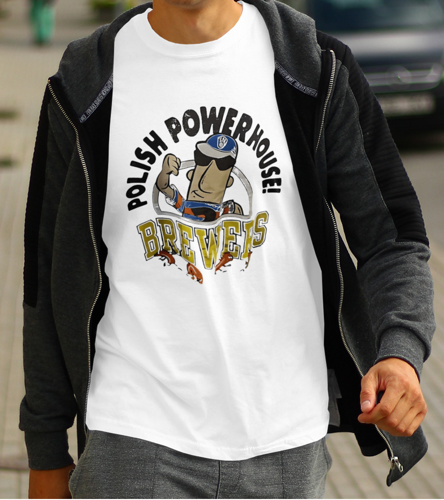Milwaukee Brewers Polish Powerhouse Sausage Flexing T-Shirt