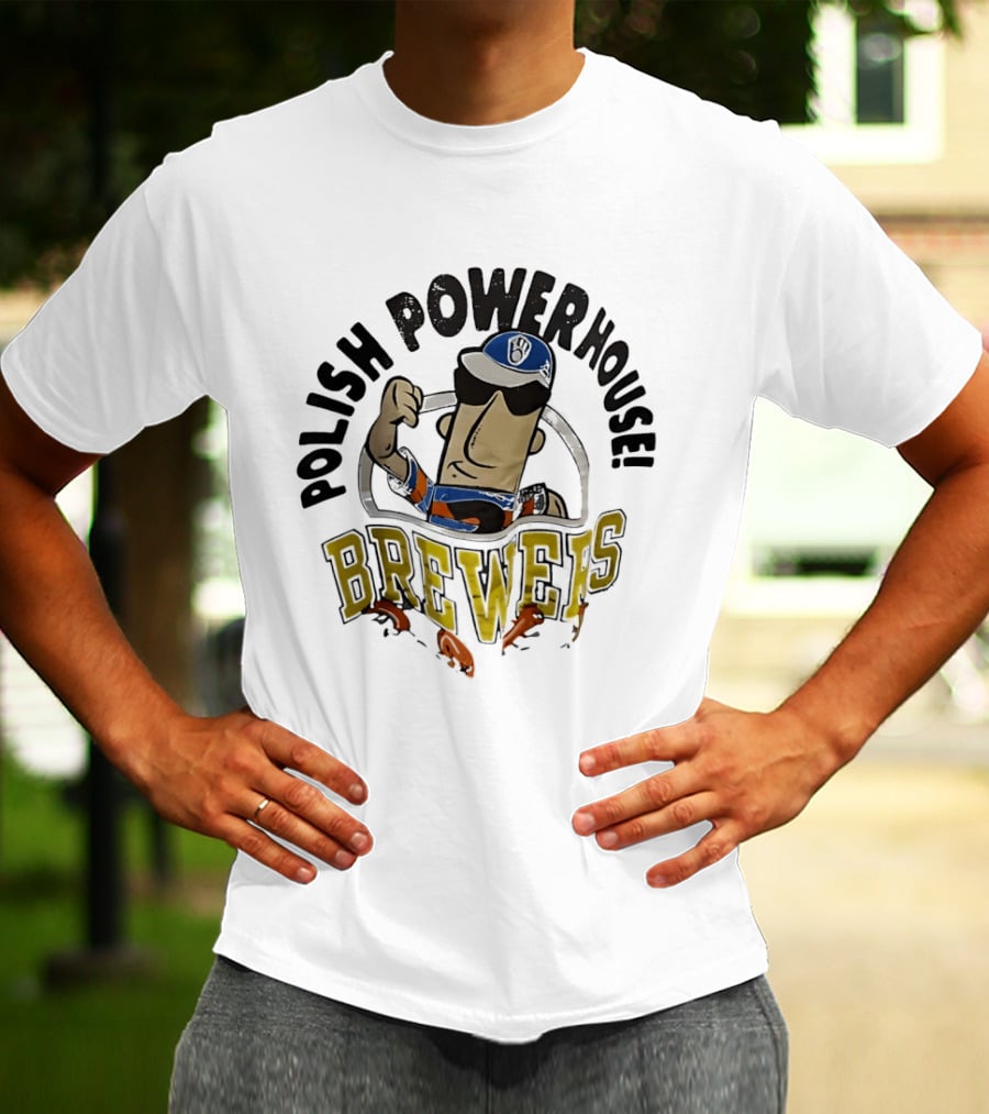 Milwaukee Brewers Polish Powerhouse Sausage Flexing T-Shirt