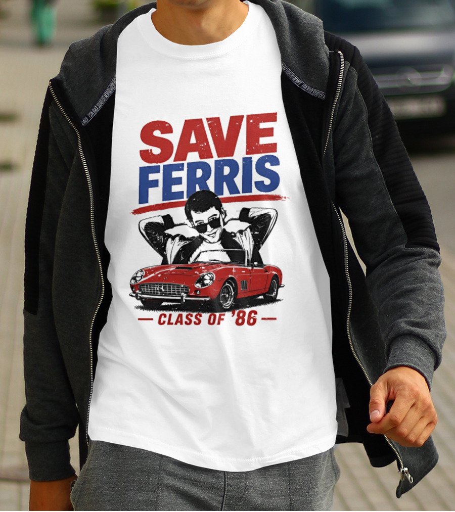Save Ferris Class Of '86 Red Car Iconic Look T-Shirt