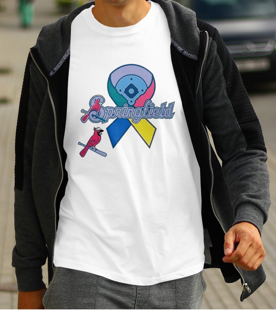 Springfield Cardinals Awareness Ribbon Baseball Team Unity T-Shirt