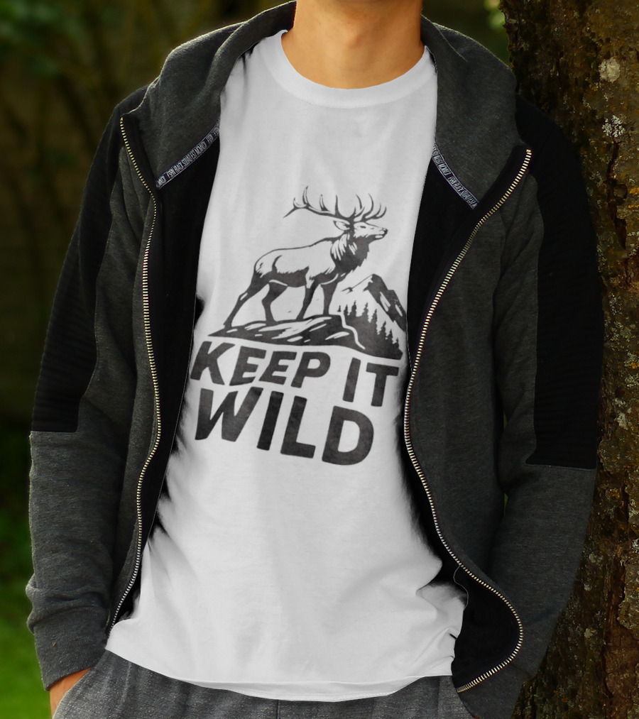 Keep It Wild Elk Mountain Forest Wildlife Conservation T-Shirt