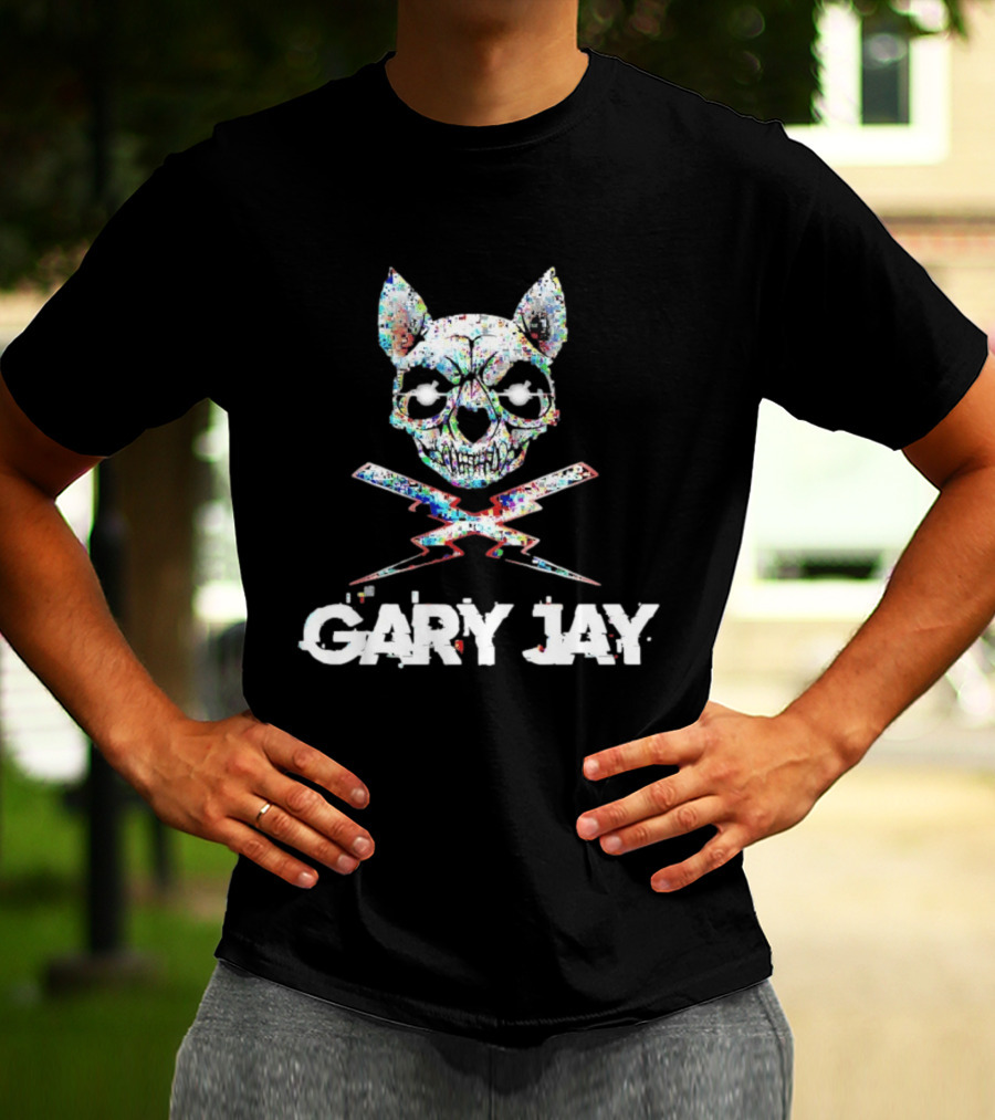 Gary Jay Glitch Skull Lightning Edgy Vivid T-Shirt