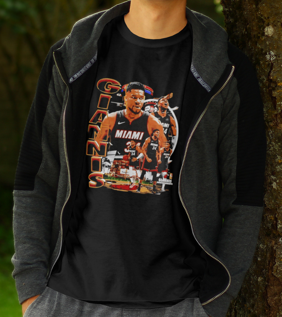 Giannis Antetokounmpo Miami Heat 90s Bootleg Retro Basketball T-Shirt