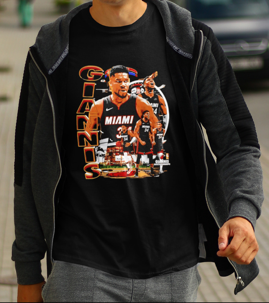 Giannis Antetokounmpo Miami Heat 90s Bootleg Retro Basketball T-Shirt