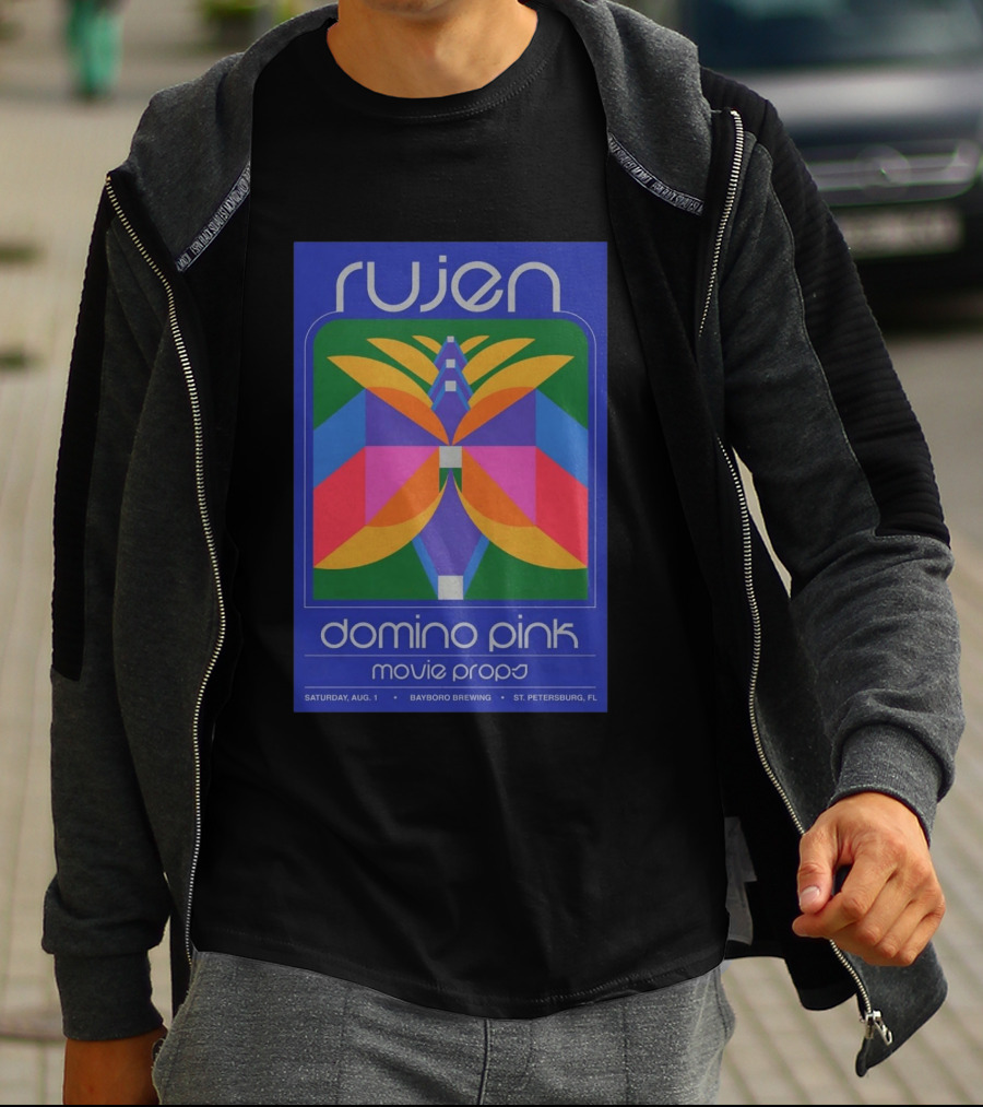 Rujen Domino Pink Movie Props Saturday August 1 Bayboro Brewing St. Petersburg FL T-Shirt