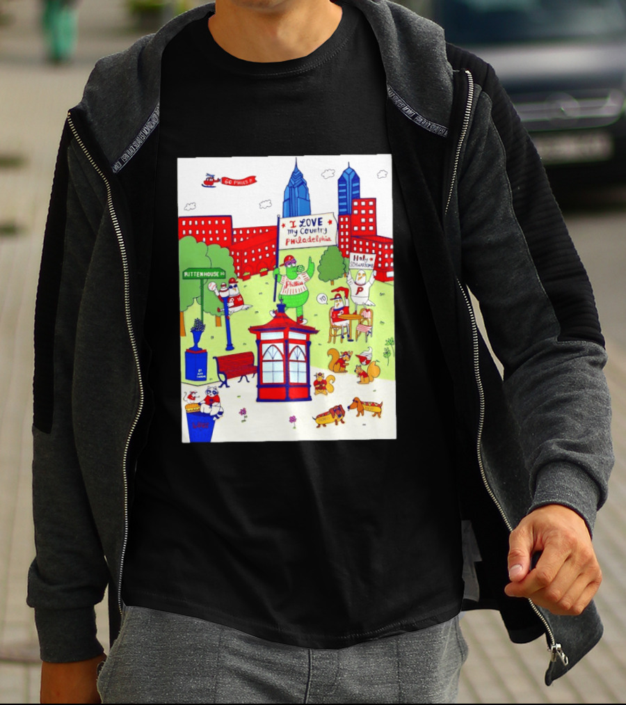 Philadelphia Phillies I Love My Country Rittenhouse Square Phillies Go Phils T-Shirt