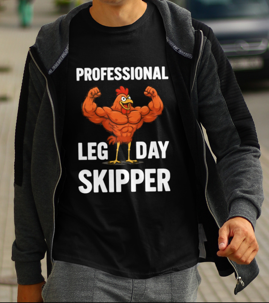 Professional Leg Day Skipper Buff Chicken Gym Humor T-Shirt