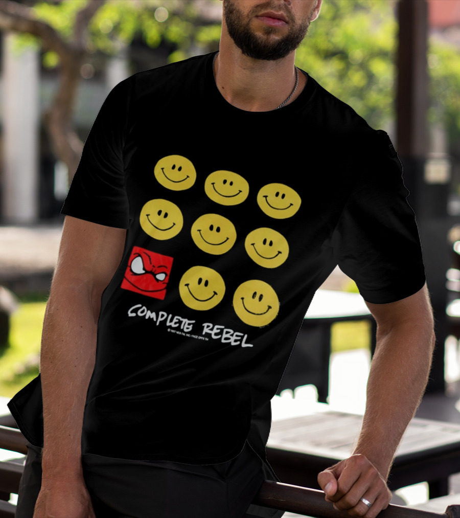Complete Rebel Smiley Faces Red Square T-Shirt