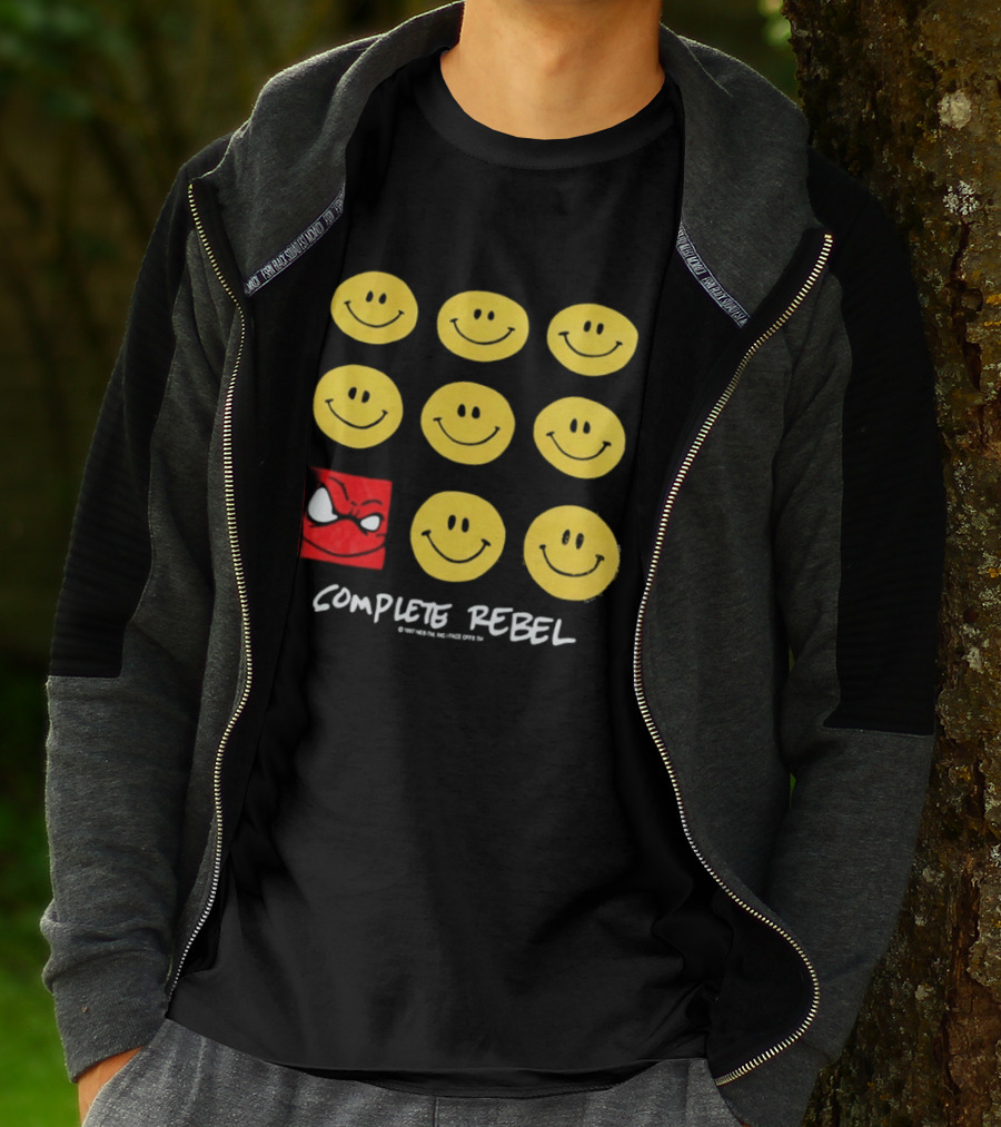 Complete Rebel Smiley Faces Red Square T-Shirt