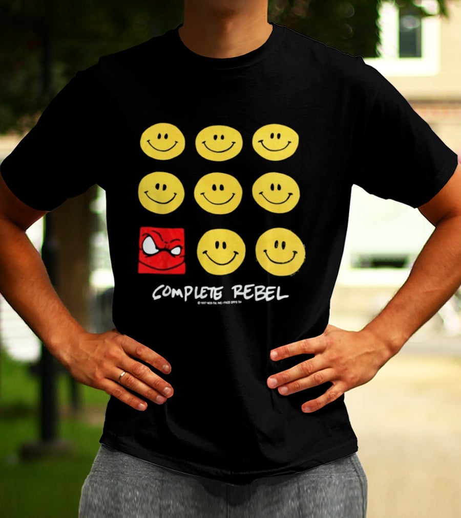 Complete Rebel Smiley Faces Red Square T-Shirt