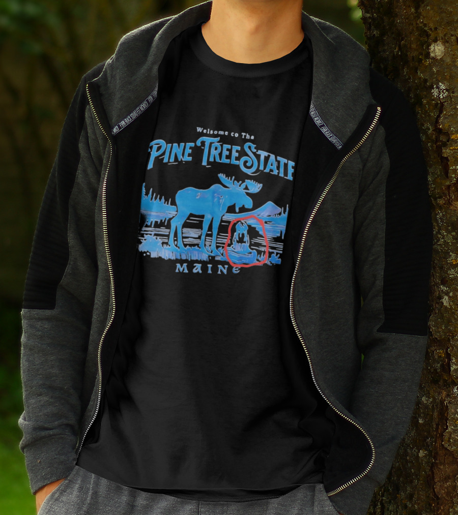 Welcome To The Pine Tree State Maine Moose Scenic Lake T-Shirt