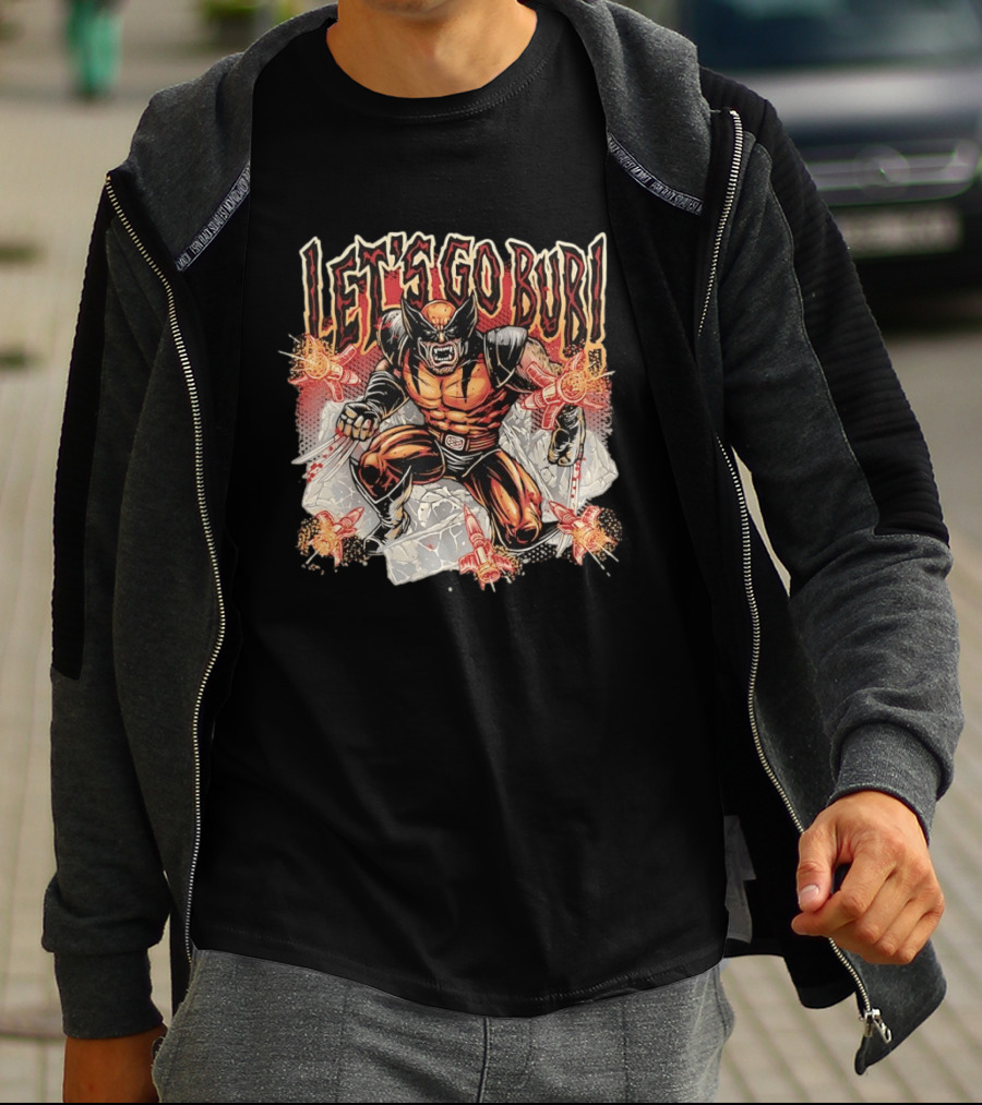 Wolverine Let's Go Bub Retro Comic Style Fierce Action Scene T-Shirt