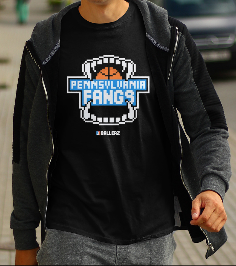 Pennsylvania Fangs Ballerz Basketball Retro Pixel T-Shirt