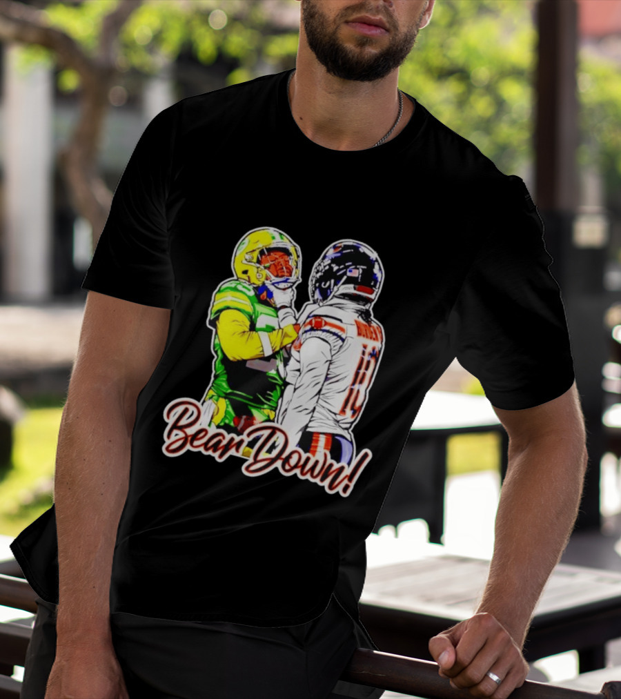 Aaron Rodgers Green Bay Packers Versus Luther Burden III Chicago Bears Bear Down Rivalry T-Shirt