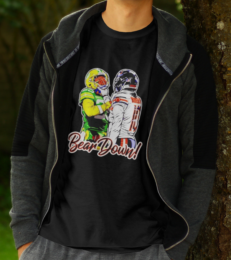 Aaron Rodgers Green Bay Packers Versus Luther Burden III Chicago Bears Bear Down Rivalry T-Shirt