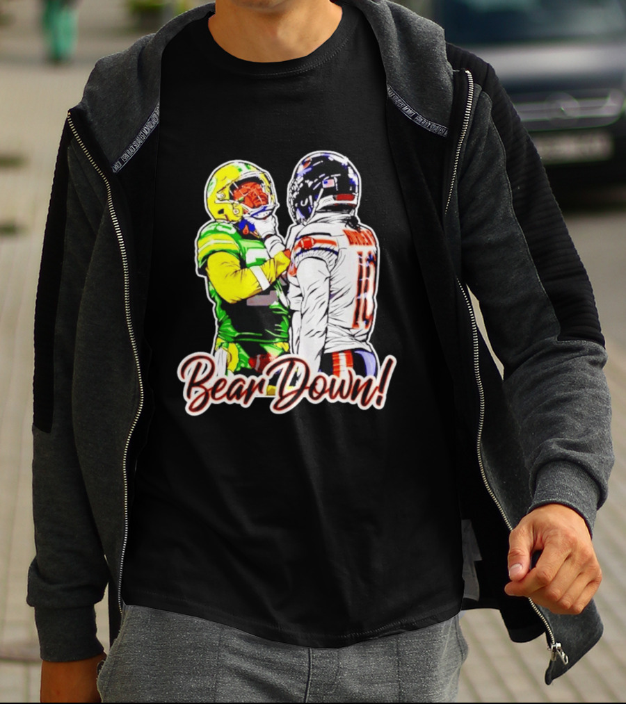 Aaron Rodgers Green Bay Packers Versus Luther Burden III Chicago Bears Bear Down Rivalry T-Shirt
