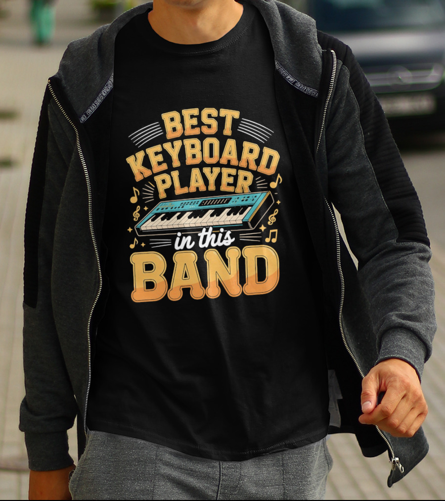 Best Keyboard Player In This Band Musical Notes Keyboard T-Shirt