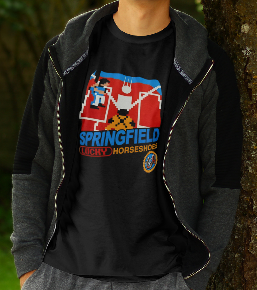 Springfield Lucky Horseshoes The Simpsons Video Game Styled Crest T-Shirt