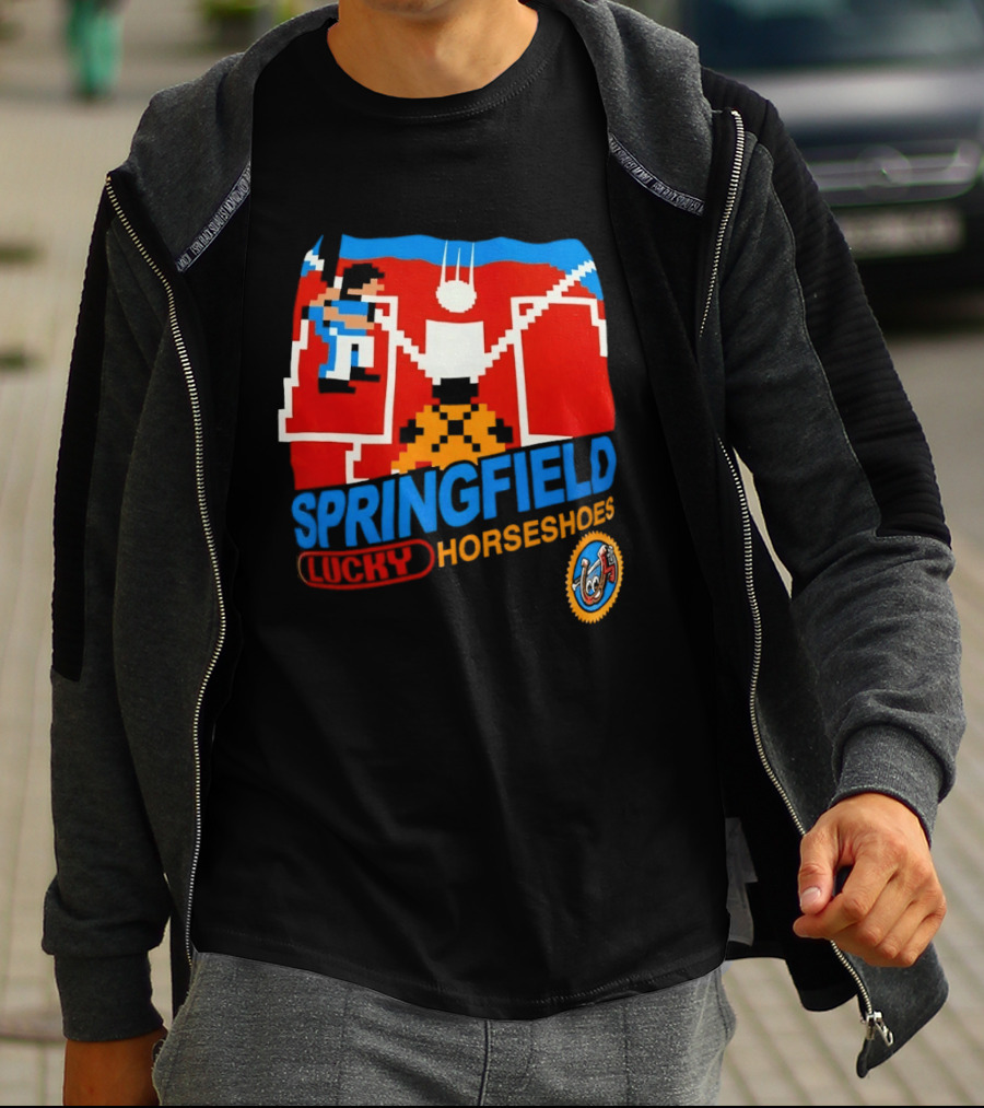 Springfield Lucky Horseshoes The Simpsons Video Game Styled Crest T-Shirt