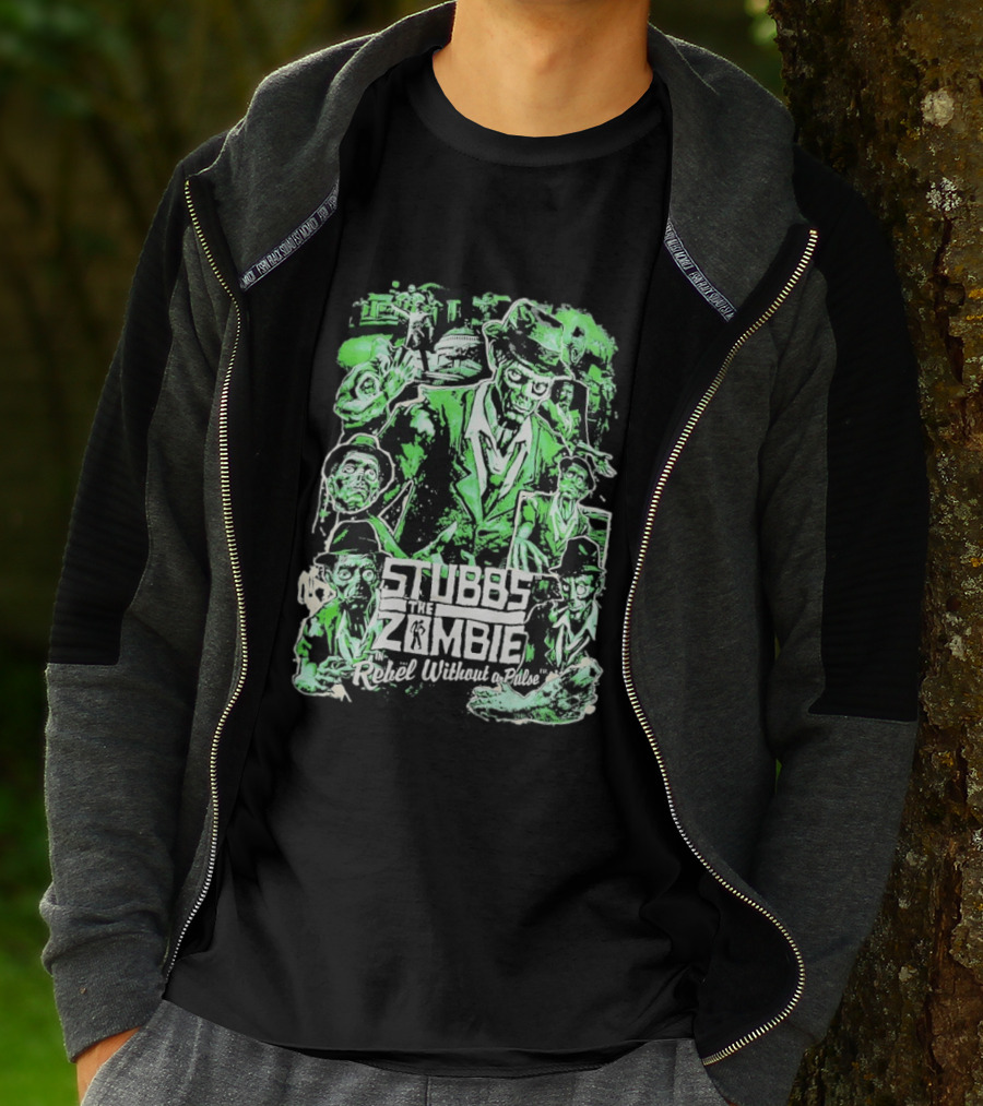Stubbs The Zombie Rebel Without A Pulse Neon Green Horror Comic T-Shirt
