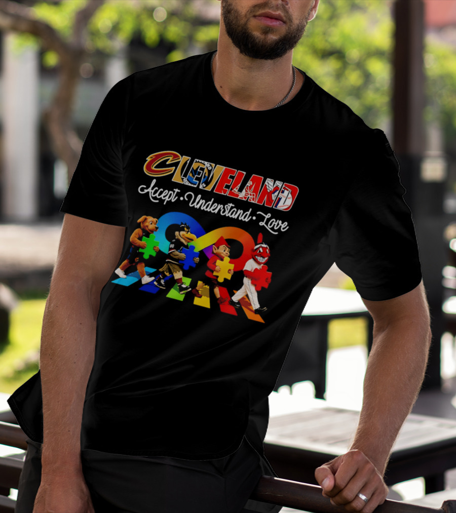 Cleveland Accept Understand Love Infinity Puzzle Characters Crossing Walkway T-Shirt