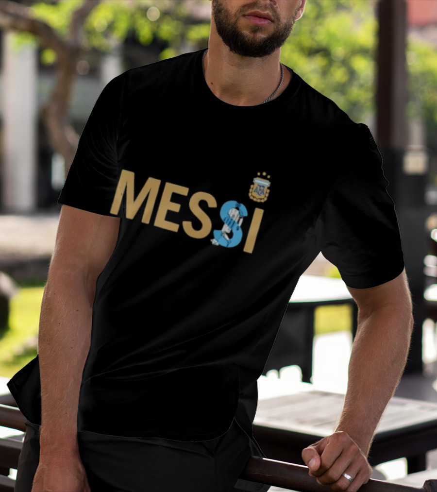 Messi Argentina AFA Emblem Striped T-Shirt
