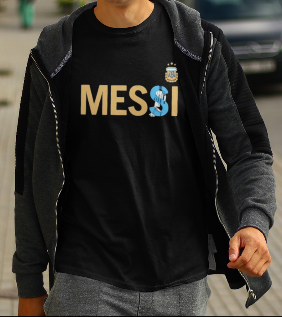 Messi Argentina AFA Emblem Striped T-Shirt