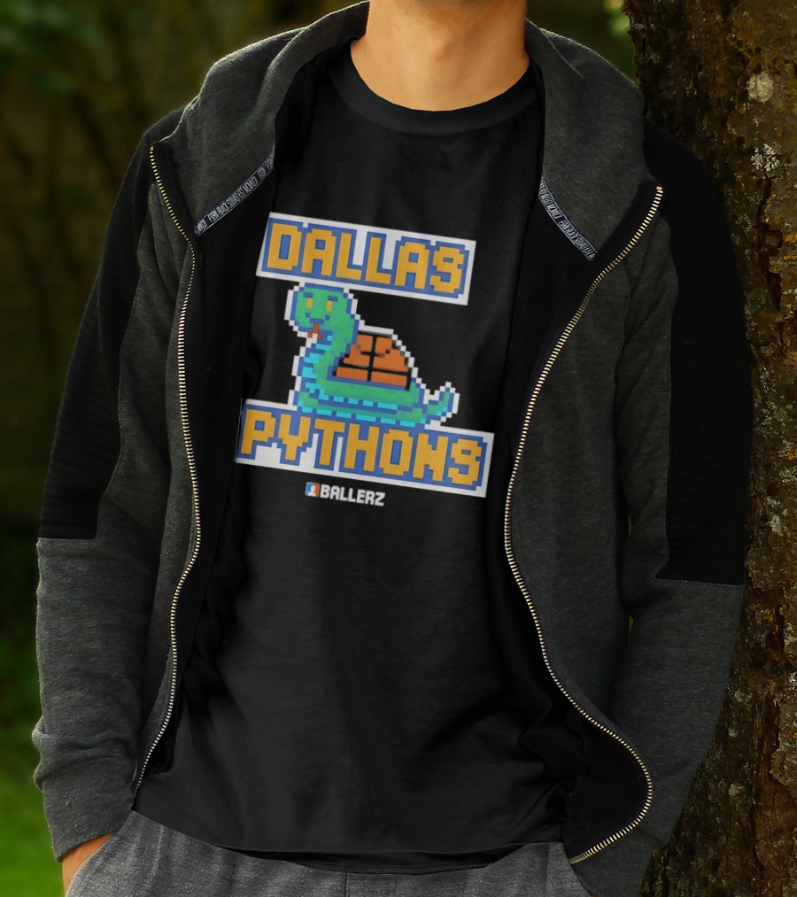Dallas Pythons Ballerz Basketball Pixel Snake T-Shirt