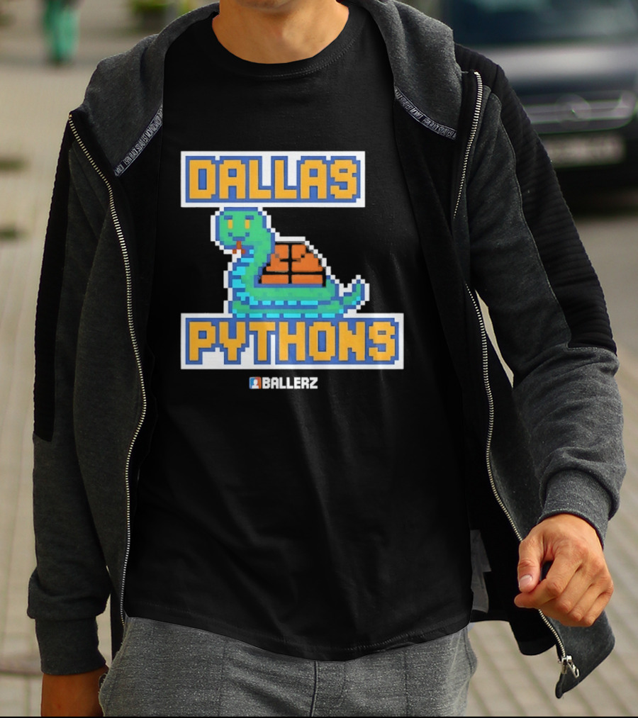 Dallas Pythons Ballerz Basketball Pixel Snake T-Shirt