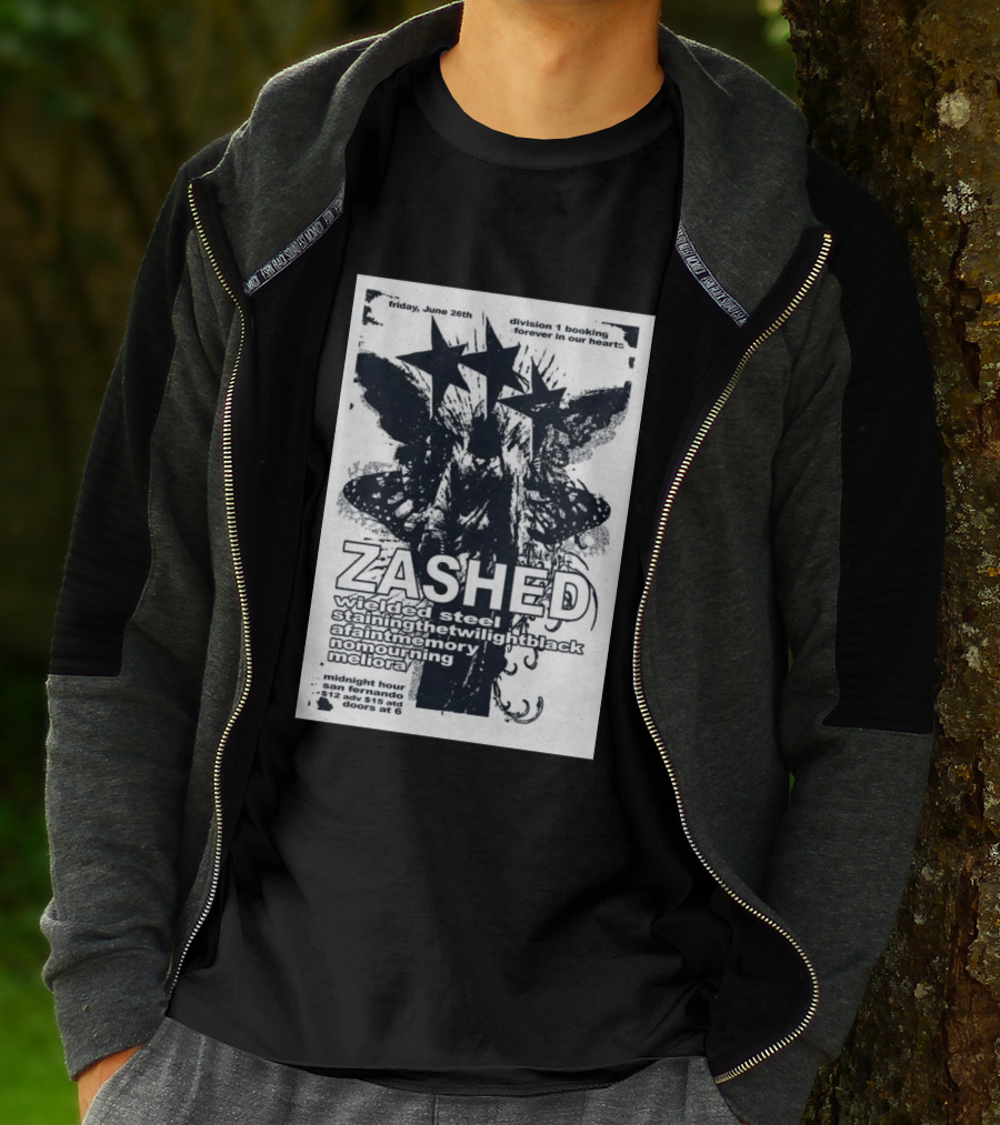 Friday June 26th San Fernando Midnight Hour Zashed Wielded Steel Stainingthetwilightblack A Faint Memory No Mourning Meliora T-Shirt