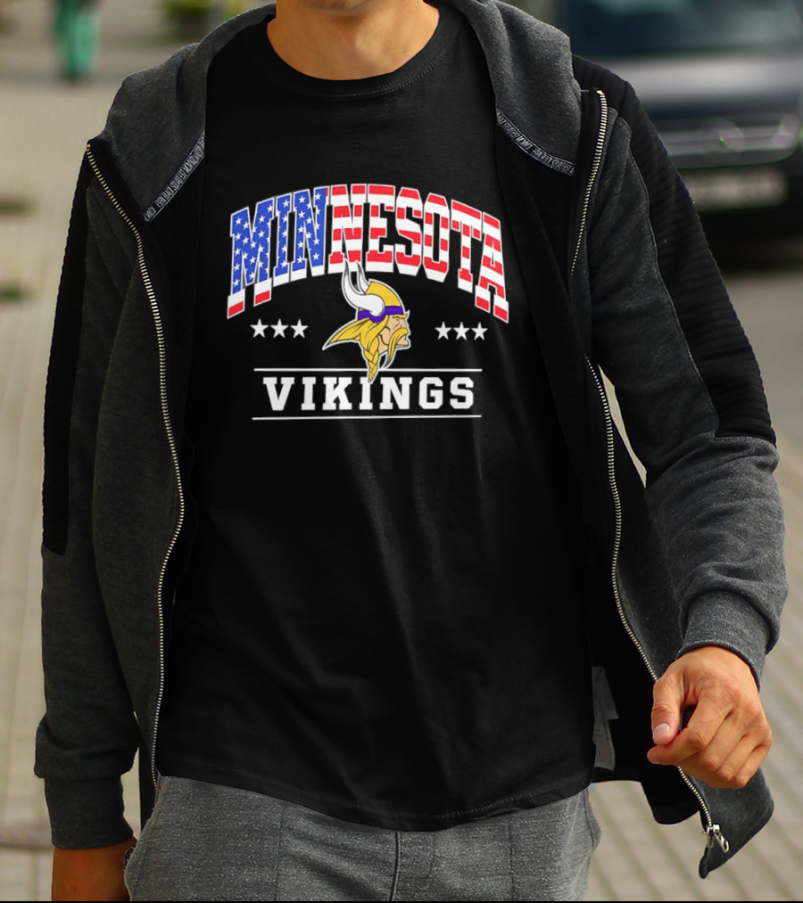 Minnesota Vikings 1776 2026 250 Years American Flag Stars T-Shirt