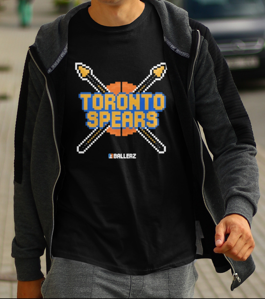 Toronto Spears Ballerz Basketball Pixel Icon Crossed Spears T-Shirt