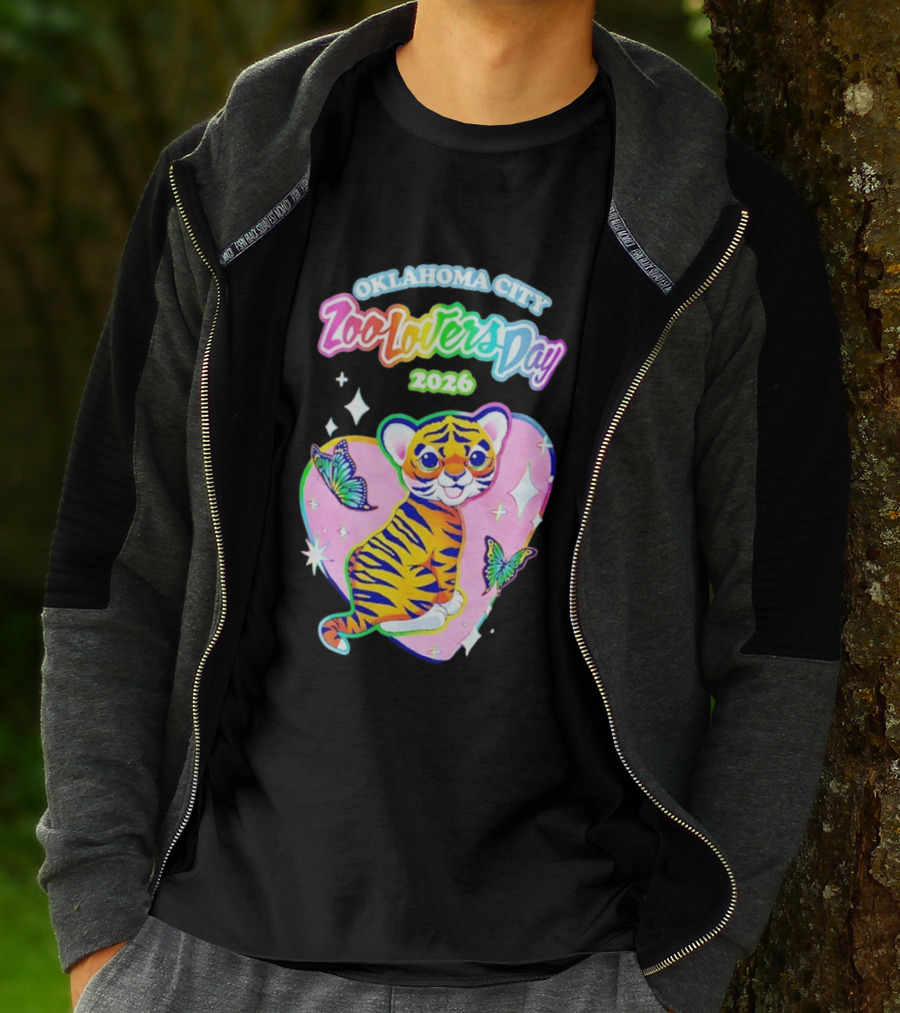 Oklahoma City Zoo Lovers Day 2026 Tiger And Butterflies Hearts T-Shirt